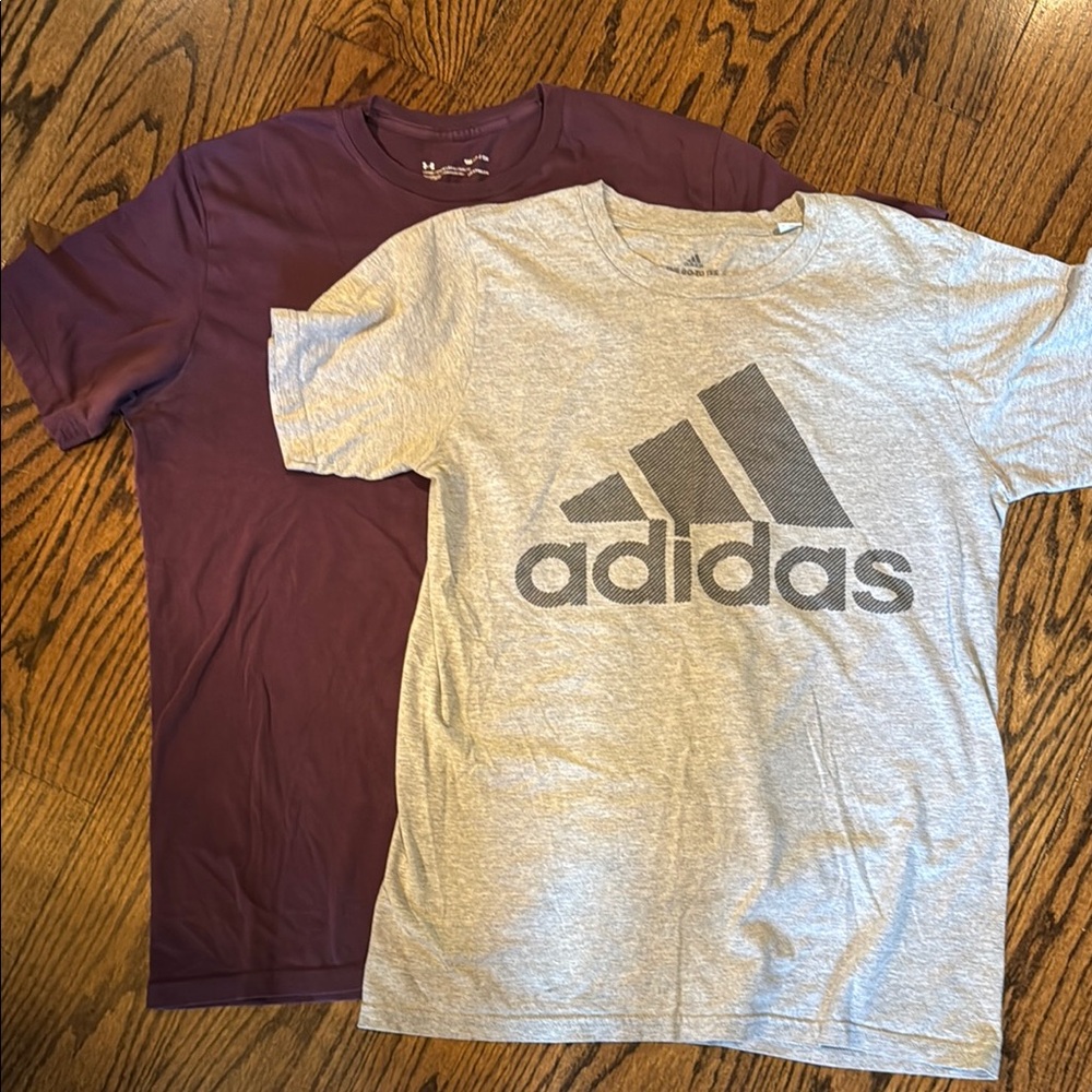 Adidas Logo Tee Duo in Gray and Purple